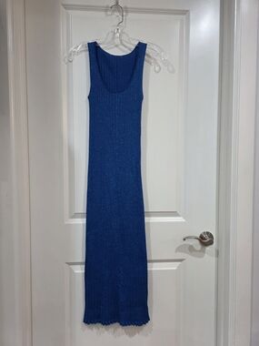 Cobalt Blue Ribbed Tank Maxi Dress